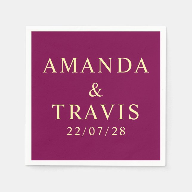 Servilleta De Papel Nombre personalizado Boda simple moderno mínimo (Anverso)