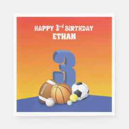 Servilleta De Papel Nombre personalizado Boy 3er cumpleaños bolas depo