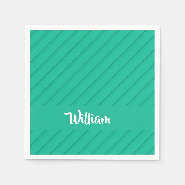 Servilleta De Papel Nombre personalizado color verde diagonal plástico (Anverso)