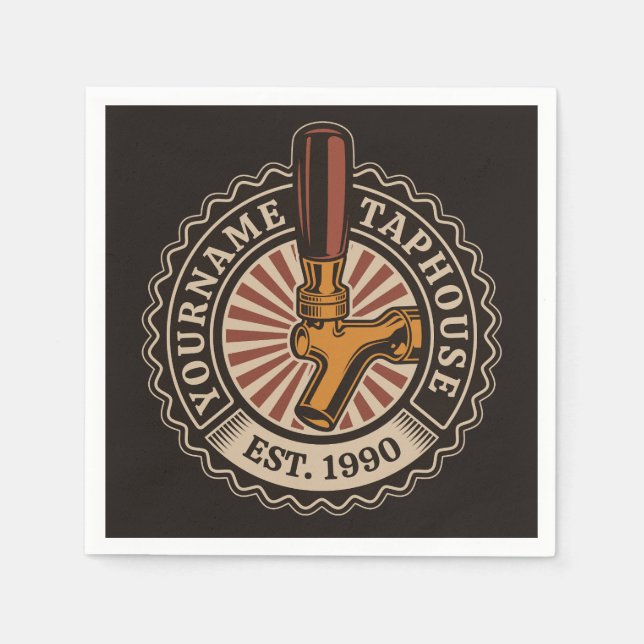 Servilleta De Papel NOMBRE Personalizado Craft Beer Taphouse Brewery B (Anverso)