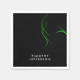 Servilleta De Papel Nombre personalizado Curvas verdes negras elegante