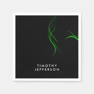 Servilleta De Papel Nombre personalizado Curvas verdes negras elegante