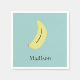 Servilleta De Papel Nombre personalizado de banana pintada en azul