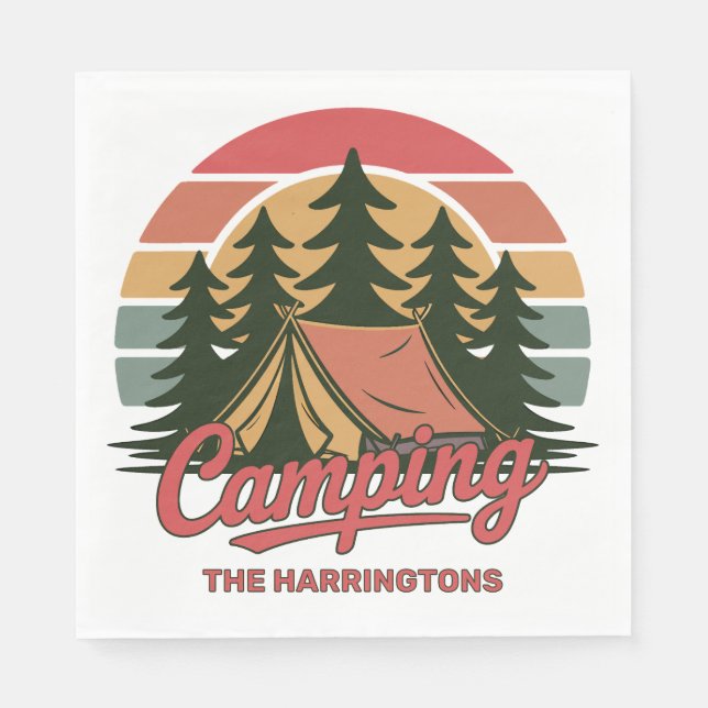 Servilleta De Papel Nombre personalizado de camping (Anverso)