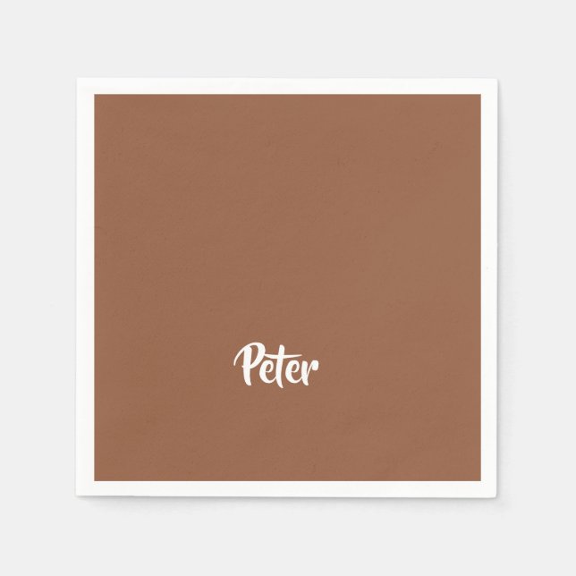 Servilleta De Papel Nombre personalizado de chocolate marrón claro (Anverso)