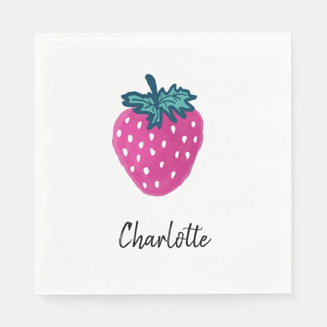 Servilleta De Papel Nombre personalizado de fruta de fresa de corte (Anverso)