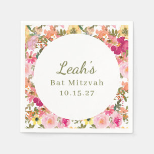 Servilleta De Papel Nombre personalizado de la bata floral rosa de col