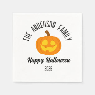 Servilleta De Papel Nombre personalizado de la cara de calabaza brilla