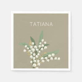 Servilleta De Papel Nombre personalizado de May Lily of Valley Floral 