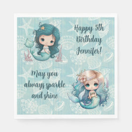 Servilleta De Papel Nombre personalizado Edad Sentimiento Sirena Cumpl