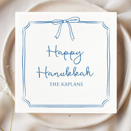 Servilleta De Papel Nombre personalizado Elegante Blue Bow Hanukkah Fi