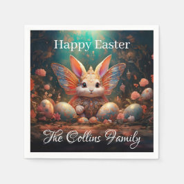 Servilleta De Papel Nombre personalizado Feliz conejo de Pascua con hu