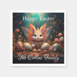 Servilleta De Papel Nombre personalizado Feliz conejo de Pascua con hu