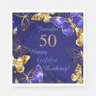 Servilleta De Papel Nombre personalizado Fiesta de mariposa azul Papel