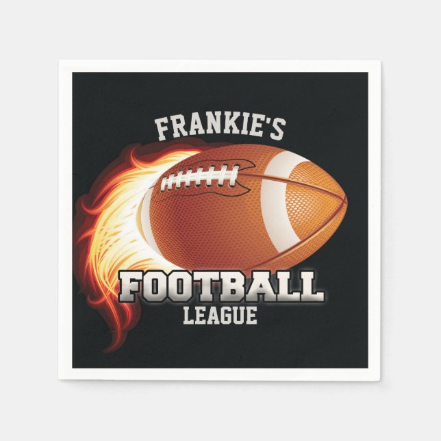 Servilleta De Papel NOMBRE Personalizado Flama Deportes Fútbol America (Anverso)