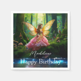 Servilleta De Papel Nombre personalizado Hada Bosque Forestal Feliz Cu