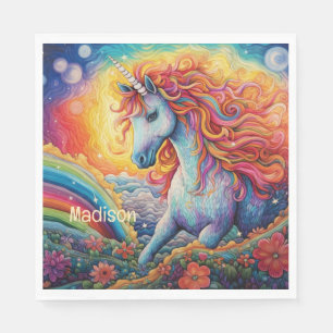 Servilleta De Papel Nombre personalizado lindo unicornio