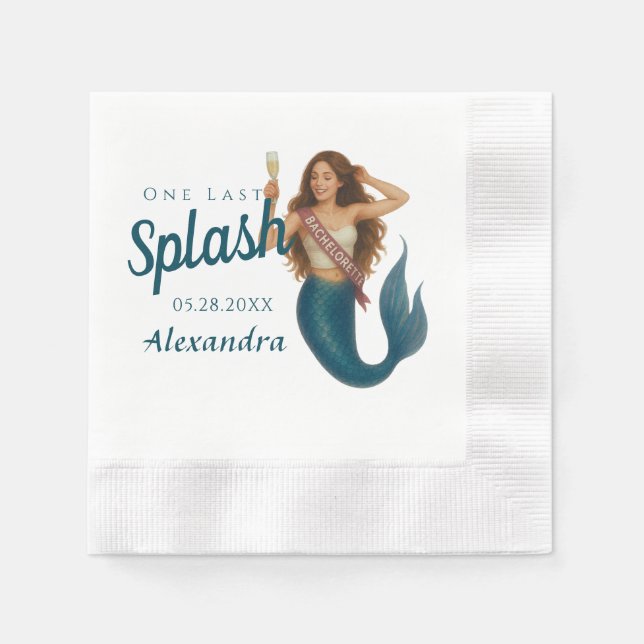 Servilleta De Papel Nombre Personalizado Mermaid Bachelorette (Anverso)
