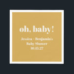 Servilleta De Papel Nombre personalizado moderno de Baby Shower amaril<br><div class="desc">Modernas toscas de nombres personalizados de Baby Shower amarillo y turbio</div>