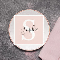 Nombre personalizado moderno Monograma Pastel rosa