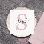 Servilleta De Papel Nombre personalizado moderno Monograma rosa<br><div class="desc">Nombre personalizado moderno Monograma rosa</div>