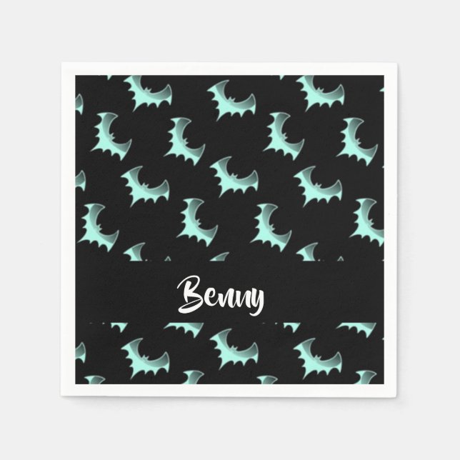 Servilleta De Papel Nombre personalizado murciélagos azules (Anverso)