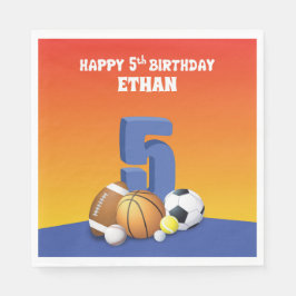 Servilleta De Papel Nombre Personalizado Niño 5º Bolas Deportivas de C