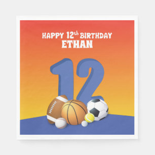 Servilleta De Papel Nombre personalizado niño cumpleaños 12 balones de