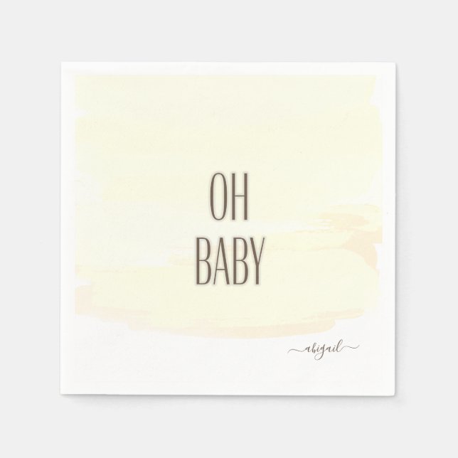 Servilleta De Papel Nombre personalizado Oh Baby Yellow Splash Baby Sh (Anverso)