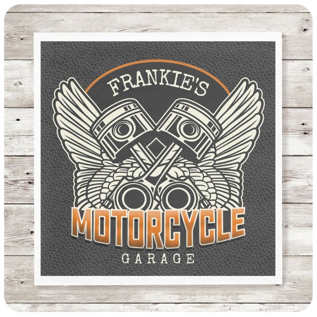 Servilleta De Papel NOMBRE personalizado Pistons Wings Motorcycle Bike (Subido por el creador)
