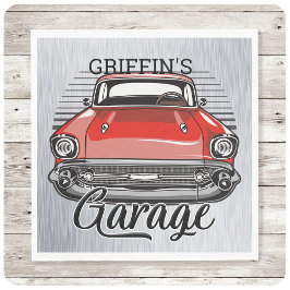 Servilleta De Papel NOMBRE personalizado Retro Red Classic Car Garage