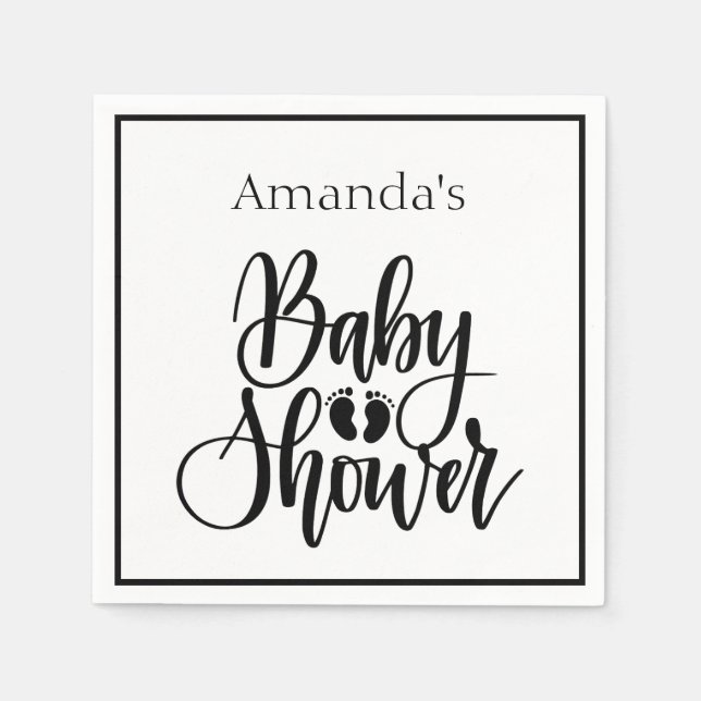 Servilleta De Papel NOMBRE Personalizado Script Bebé Pies Ducha (Anverso)