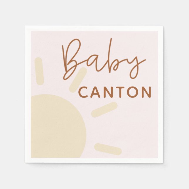 Servilleta De Papel Nombre personalizado Sunshine Boho Baby Shower (Anverso)
