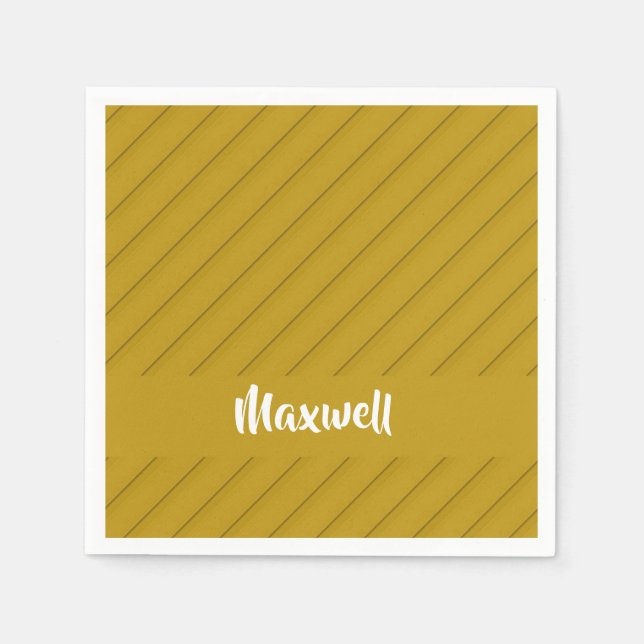 Servilleta De Papel Nombre personalizado texturizado en diagonal marró (Anverso)