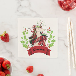 Servilleta De Papel Nombre personalizado Unicorn Navidades