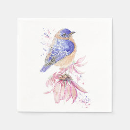 Servilleta De Papel Nombre personalizado Watercolor Bluebird Garden Bi