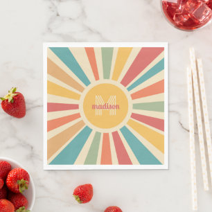 Servilleta De Papel Nombre personalizado y bandas retro monograma