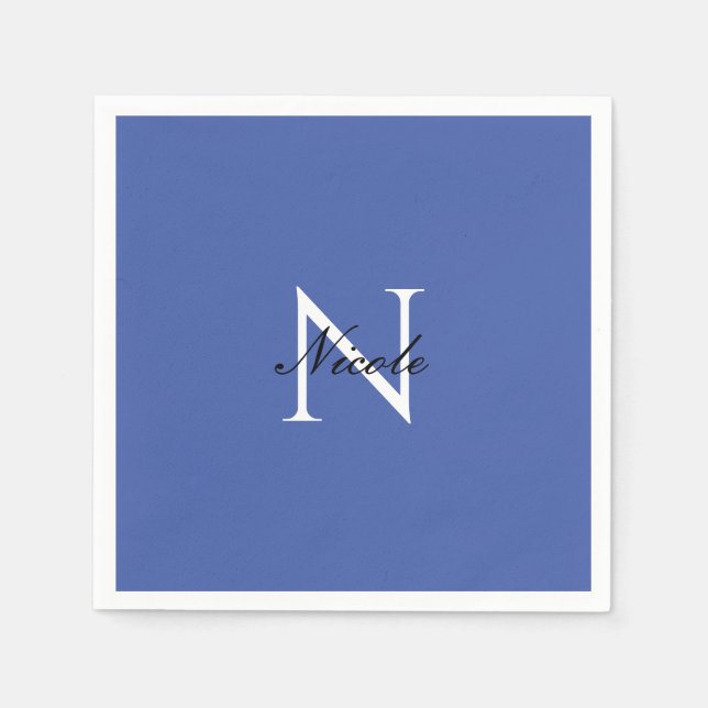 Servilleta De Papel Nombre propio monogramado inicial azul (Anverso)