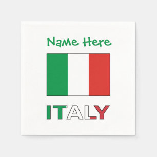 Servilleta De Papel Nombre Tricolor Moderno Aquí Bandera Italiana