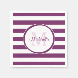 Servilleta De Papel Nombre Violeta Simple Bandas Bengales Con Monogram