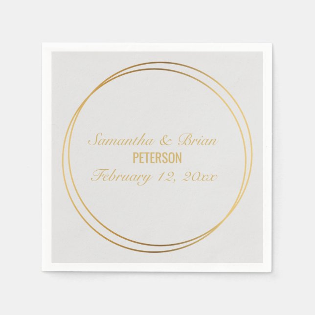 Servilleta De Papel Nombres bodas con efecto oro (Anverso)