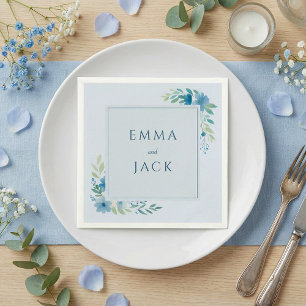 Servilleta De Papel Nombres de boda elegantes de verde azulado