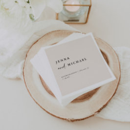 Servilleta De Papel Nombres de boda en guión beige elegante