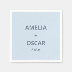 Servilleta De Papel Nombres de boda modernos en azul suave personaliza