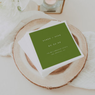 Servilleta De Papel Nombres de boda personalizados en verde oliva mode