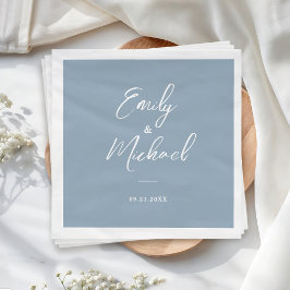 Servilleta De Papel Nombres de Caligrafía Elegante Polvoriento Azul Bo