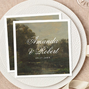Servilleta De Papel Nombres de Caligrafía Romántica Arte Wedding