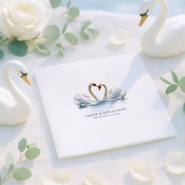 Servilleta De Papel Nombres de cisnes elegantes Fecha de boda (Subido por el creador)