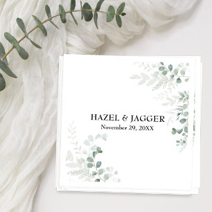 Servilleta De Papel Nombres de elegante vegetación y fecha personaliza