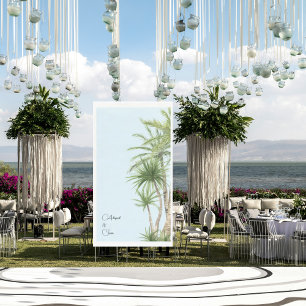 Servilleta De Papel Nombres de guión de follaje tropical boda azul hie